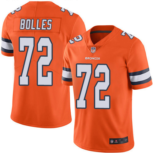 Men Denver Broncos 72 Garett Bolles Limited Orange Rush Vapor Untouchable Football NFL Jersey